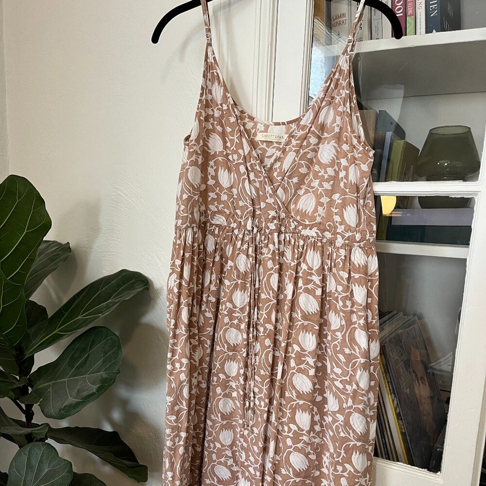 Christy Dawn Beige and White Printed Midi Dress - Picture 2 of 4